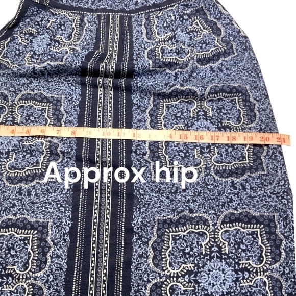 WHITE STUFF Blue Tile Indian Summer Dress  Poly / Linen Blend (No Belt) US Sz 6 - Picture 8 of 13